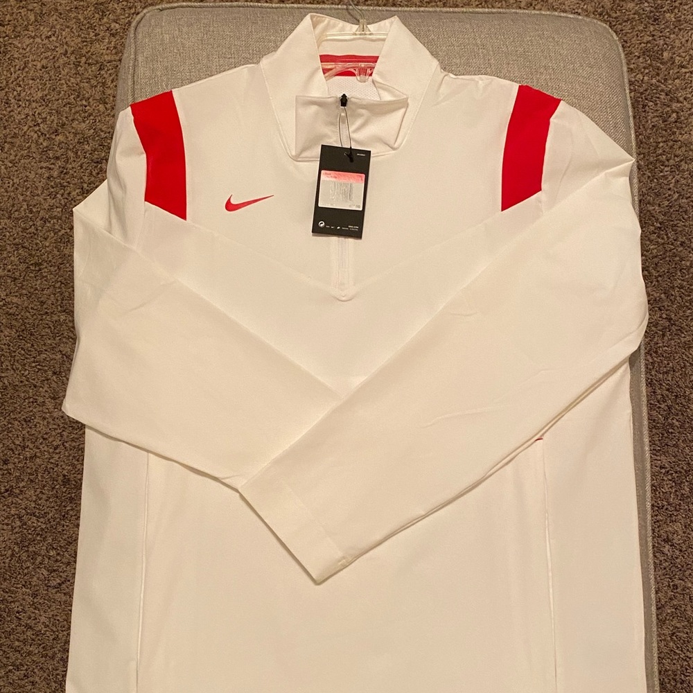 Nike Team Authentic Pullover Large White Quarter Zip NWT